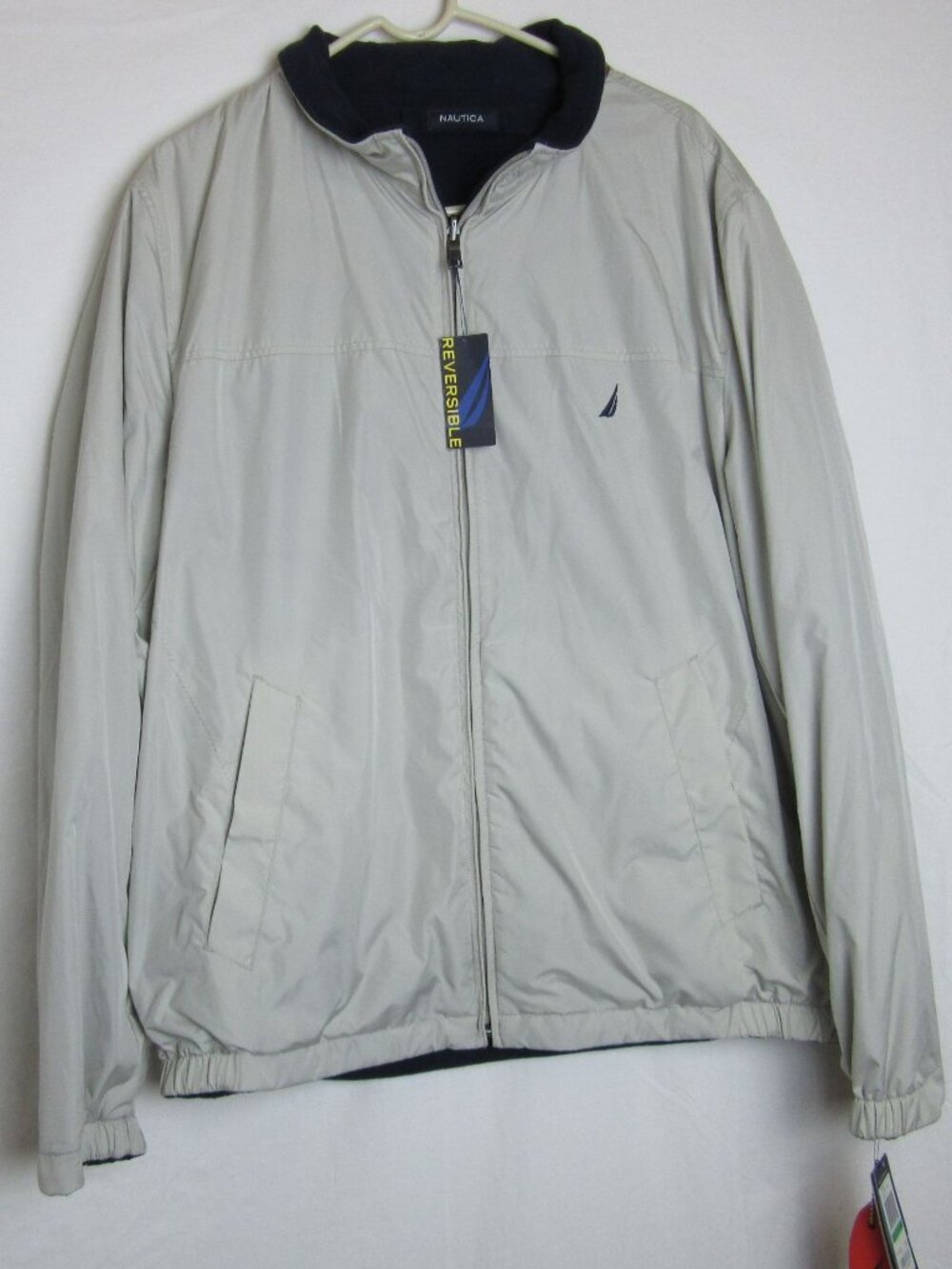 Nautica Coat Reversible Jacket Sand Drift Zip-Up Outdoor NEW Gray Navy Men Large
